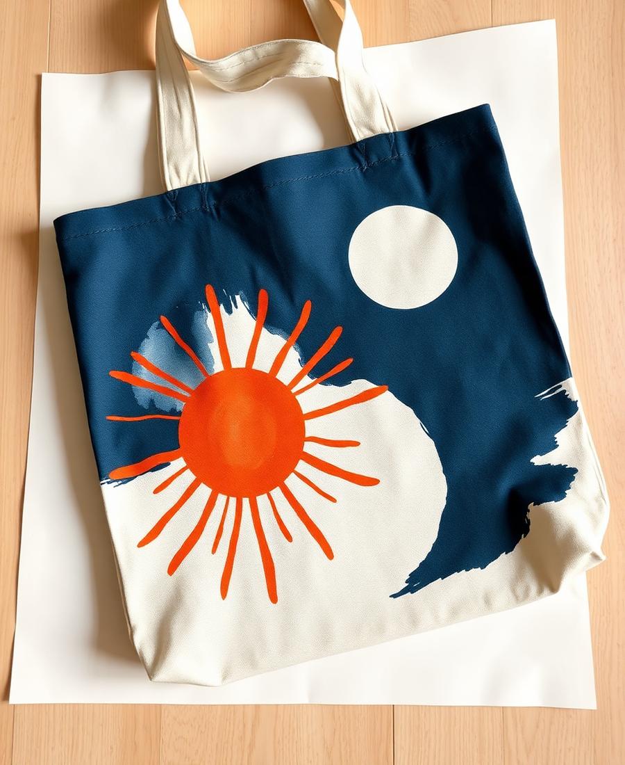 Sun & Moon hand-painted tote